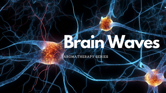 White words reading aromatherapy series on a dark background picturing neurons firing
